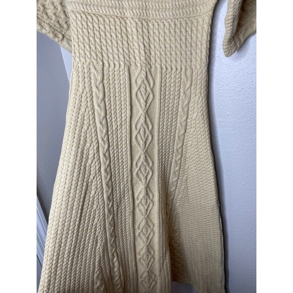 Chicwish Cable Knit Sweater Dress S/M NWT Cream Knitted Midi Cottagecore - Picture 6 of 10